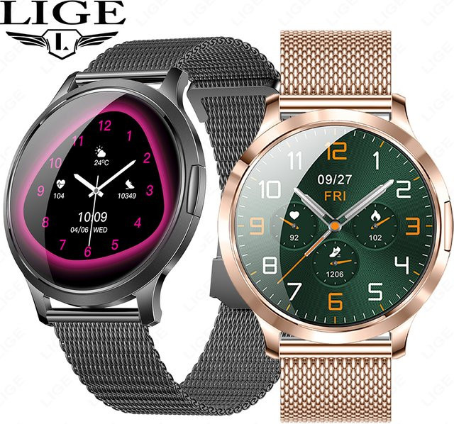 LIGE Smartwatch, AMOLED, 1,32 Zoll, Pink, Damen - Bild 1