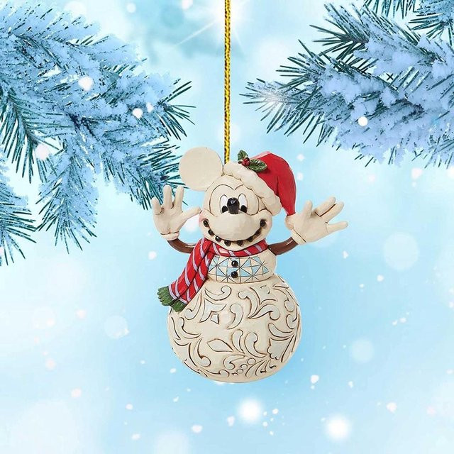 Mickey Mouse Weihnachtsbaumanhänger Schneemann als Deko-Ornament für Auto oder Baum in Weiß - Bild 1