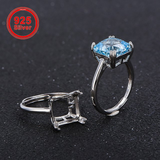 weainy Ringfassung, 925 Silber, Quadratisch, Verstellbar - Bild 1