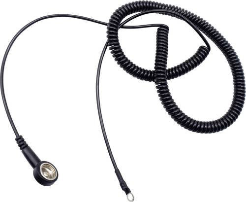 Quadrios ESD-Erdungskabel Schwarz mit Druckknopf 10 mm und Ringkabelschuhanschluss, Länge: 3,60 m - Bild 1