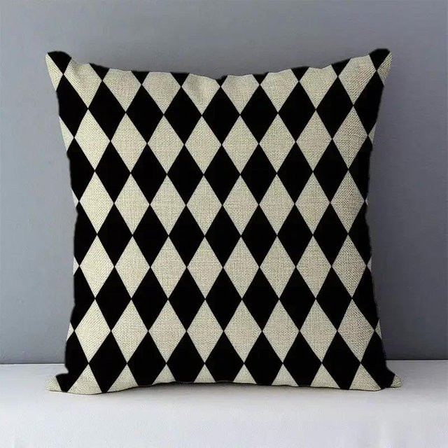 GUOYU HOMEDECOR Kissenbezug quadratisch mit geometrischem Design in Weiß und Schwarz, B/H: 45 x 45 cm - Bild 1