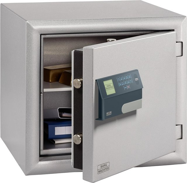 Burg-Wächter Wertschutzschrank MTD 750 E FP feuergeschützt mit Fingerabdruckschloss und Zahlenschloss in Silber, B/H/T: 50 x 47 x 46,2 cm - Bild 1