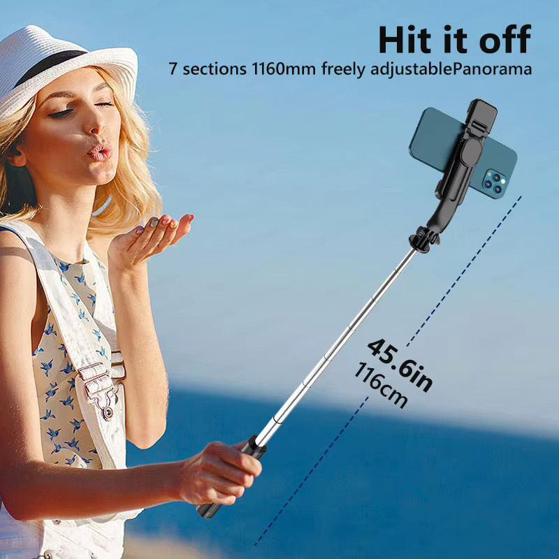 TOKQI L13d Selfie-Stick-Stativ mit Fülllicht und Bluetooth, Schwarz, tragbares Stativ für iPhone 17/16 Smartphones, 116 cm - Bild 5