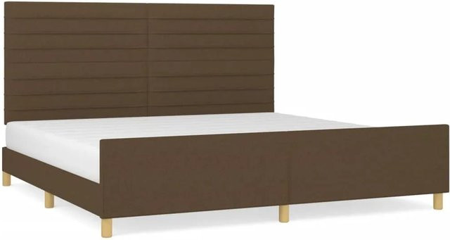 vidaXL Bettgestell mit Kopfteil aus massivem Lärchenholz und Stoff in Dunkelbraun B/T/H: 200 x 200 x 128 cm - Bild 1