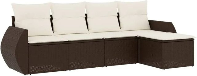 vidaXL 5-tlg Garten-Sofagarnitur aus Polyrattan mit Kissen in Braun - Bild 1