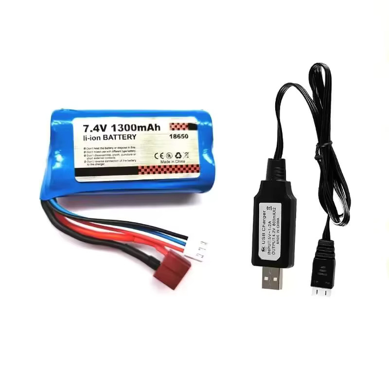 Ewellsold Li-Ion Akku 7,4 V 1300 mAh mit USB-C für 1/16 R/C Autos, Blau - Bild 2
