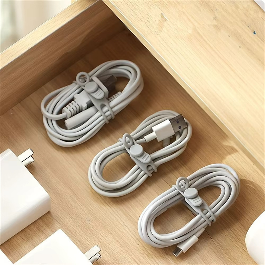 Multifunktionale Silikon-Kabelbinder als wiederverwendbare Reise-Kabel-Organizer und Drahtclips - Bild 2