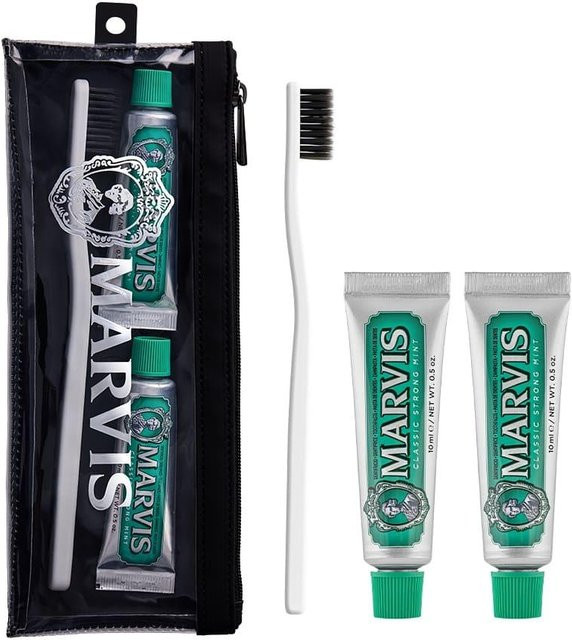 Marvis Reiseset Classic Mint, 2x 10 ml, Zahnbürste, Plastikbeutel - Bild 1