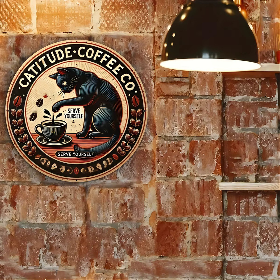 Catitude Coffee Company Wanddekoration aus Metall im Vintage-Stil, Mehrfarbig, B/B: 20,3 x 20,3 cm - Bild 5
