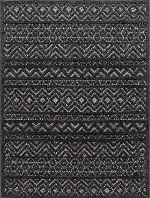In- & Outdoor-Teppich Livornia Anthrazit mit geometrischem Muster, B/T: 120 x 160 cm - Bild 1