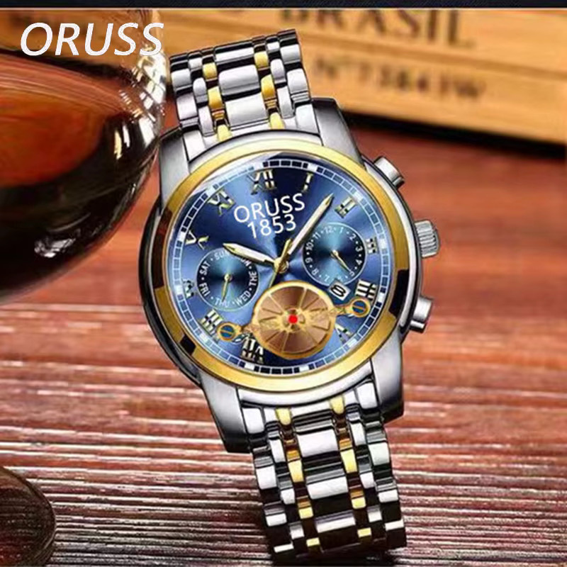 ORUSS Armbanduhr, Quarz, Edelstahl, Blau, Herren - Bild 2