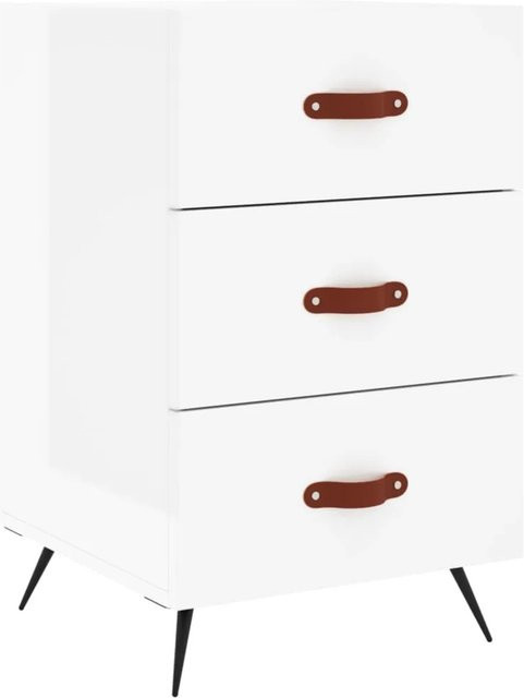 vidaXL Nachttisch in Hochglanz-Weiß, modernes Design für dein Schlafzimmer, B/T/H: 40 x 40 x 66 cm - Bild 1