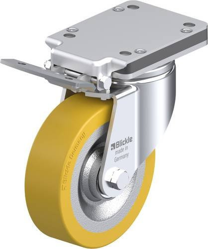 Blickle Lenkrolle LH-SETH 160K-IS mit Feststeller, Rad-Durchmesser: 16 cm, Tragfähigkeit: 700 kg, Farbe: Silber - Bild 1