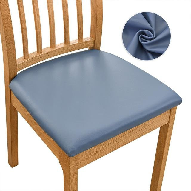 Wasserabweisender Kunstleder Stuhl Sitzbezug in Blau, abnehmbarer und waschbarer Esszimmerstuhl Überwurf für Küche und Heimgebrauch - Bild 1