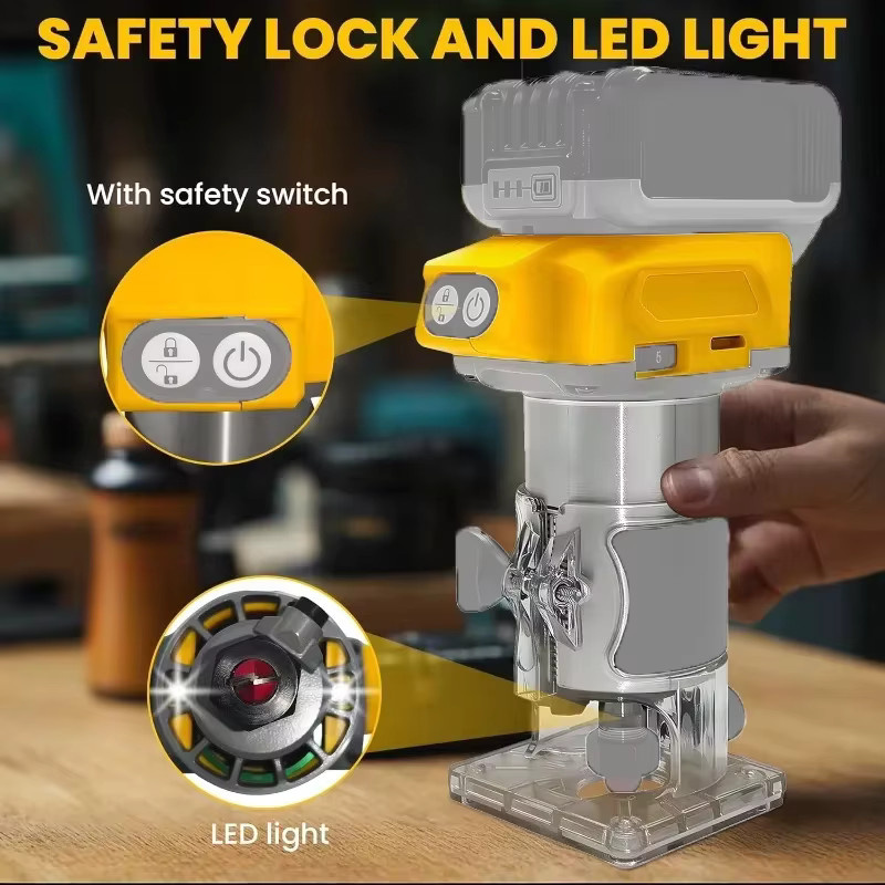 DeWalt Bürstenloser elektrischer Trimmer als Holzbearbeitungs-Fräsmaschine für 18V Akku zum Fräsen, Gravieren und Schlitzen - Bild 3