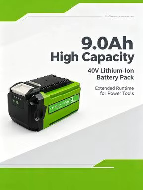 Greenworks 40V Ersatzakku 9,0Ah mit 9000mAh Lithium-Ionen-Technologie für kabellose Elektrowerkzeuge und Rasenmäher - Bild 3