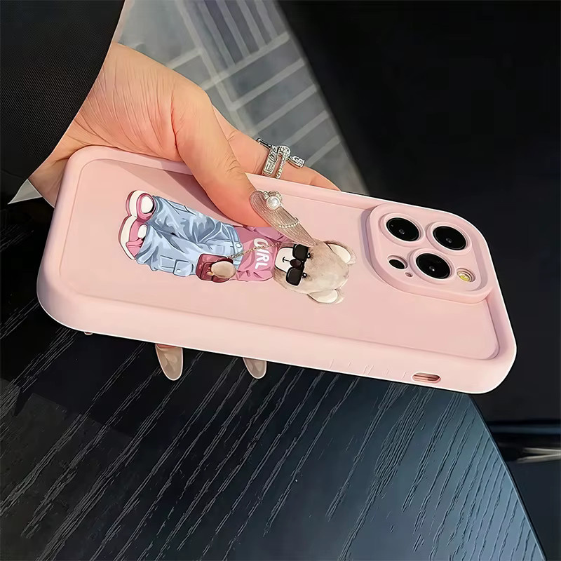 Niedrige und stilvolle iPhone Hülle mit rosa Bären-Design für verschiedene iPhone Modelle - Bild 4