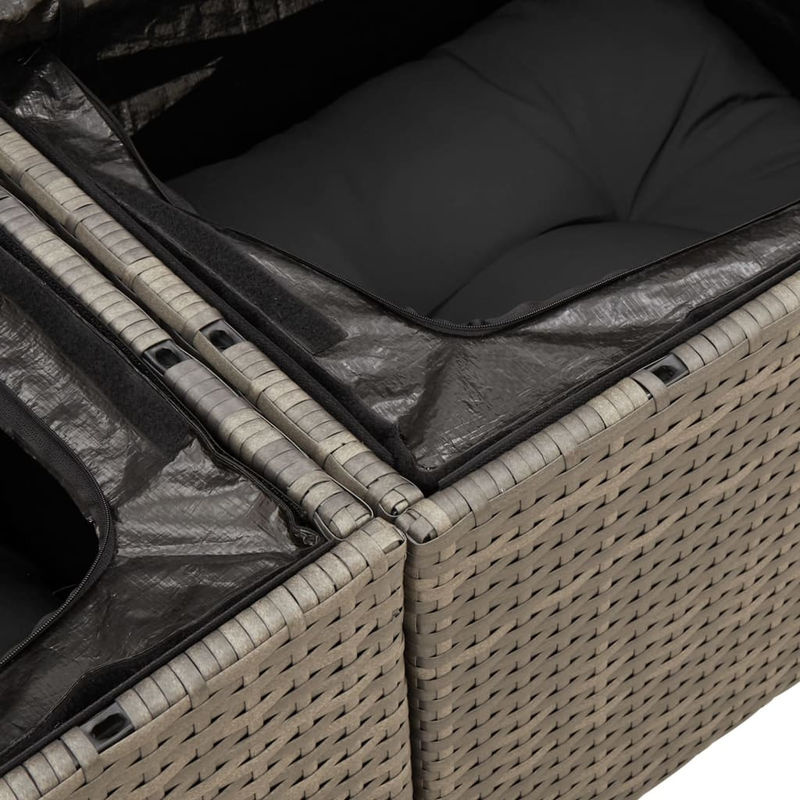 Vidaxl Gartenmöbel-Set aus Polyrattan und Akazie mit Kissen, 9-teilig, Grau - Bild 4