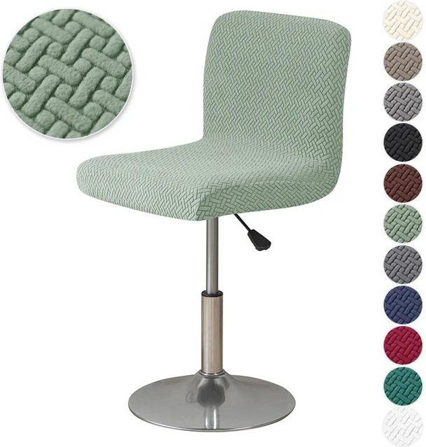 Jacquard Barhocker Stuhlbezug in Grün, elastische Stretch-Schonbezüge für Bürostühle und Esszimmerstühle mit kurzer Rückenlehne - Bild 1