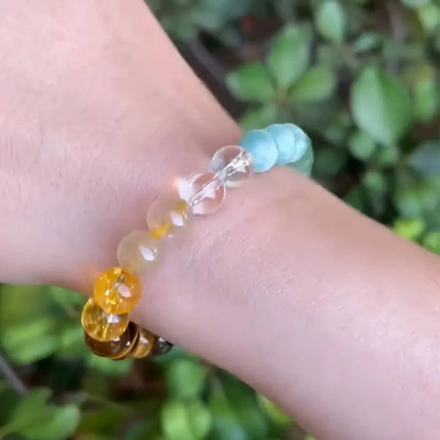 Rinhoo Armband, Bunte Naturstein Perlen, Tigerauge, Unisex - Bild 2