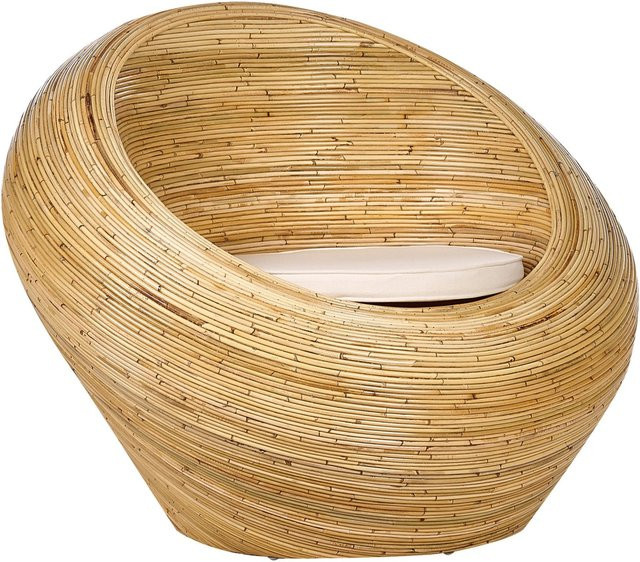 Beliani Sessel aus Rattan in Beige im Boho-Design, B/T/H: 110 x 110 x 88 cm - Bild 1