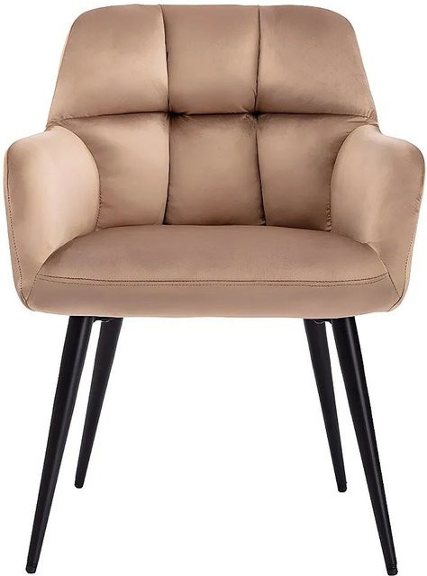 Vente-unique Stuhl Pega in Beige aus Samt mit Metallgestell, Breite: 58,5 cm - Bild 1