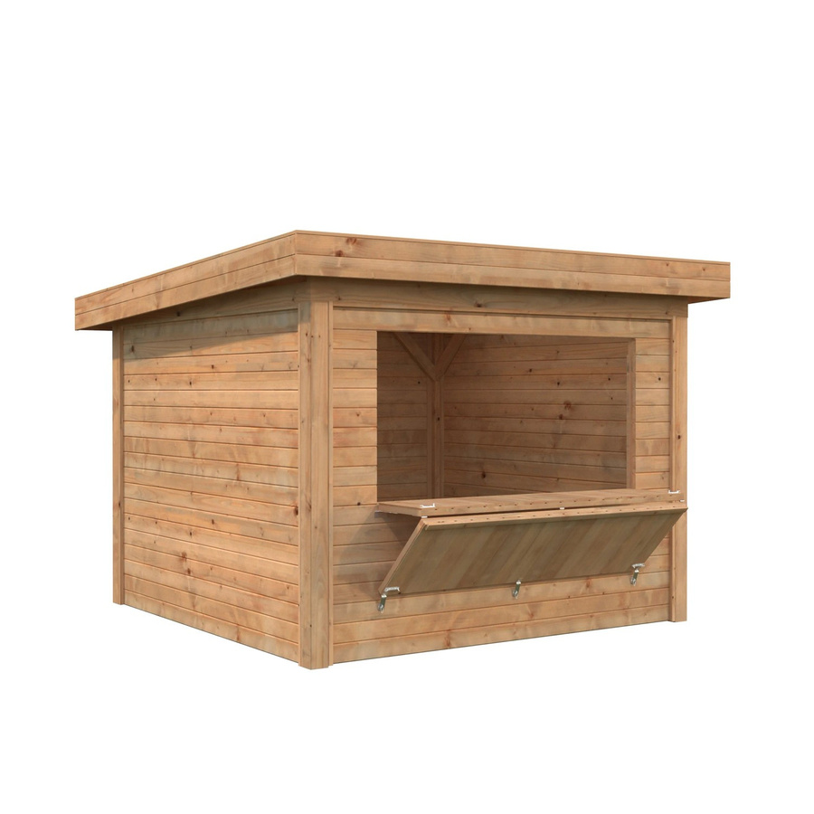 PALMAKO Marktstand Lenna Set 304 aus Fichtenholz in Braun mit Pultdach B/T/H: 300 x 300 x 245 cm - Bild 2