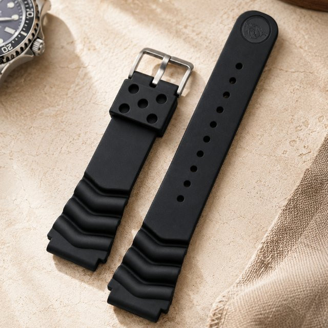 JBAILI Uhrenarmband Kautschuk, Schwarz, Unisex, 20mm/22mm - Bild 1