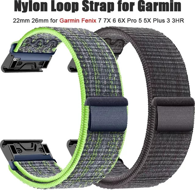 CAOWTAN Uhrenarmband Nylon, Schwarz, Unisex, 26mm, 22mm - Bild 1