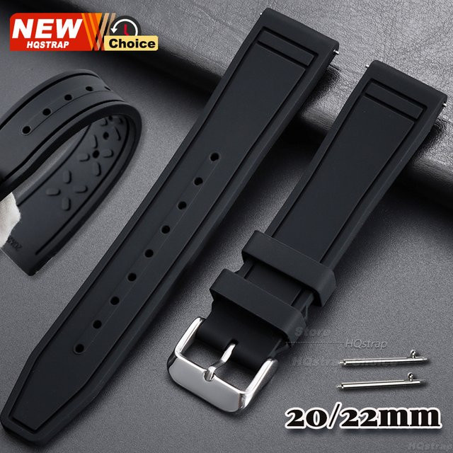 HQstrap Uhrenarmband Silikon, Schwarz, Unisex, 20 mm, 22 mm - Bild 1