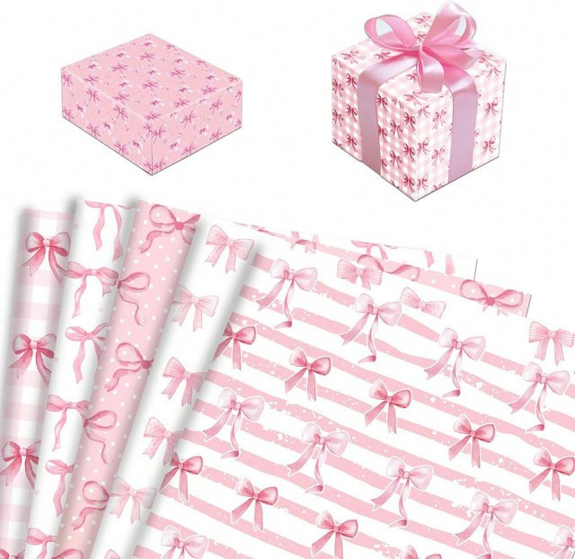 Kreative DIY Geschenkverpackung mit Blumenmuster und Schleife in Pink aus Papier für Geburtstage und Hochzeiten - Bild 1