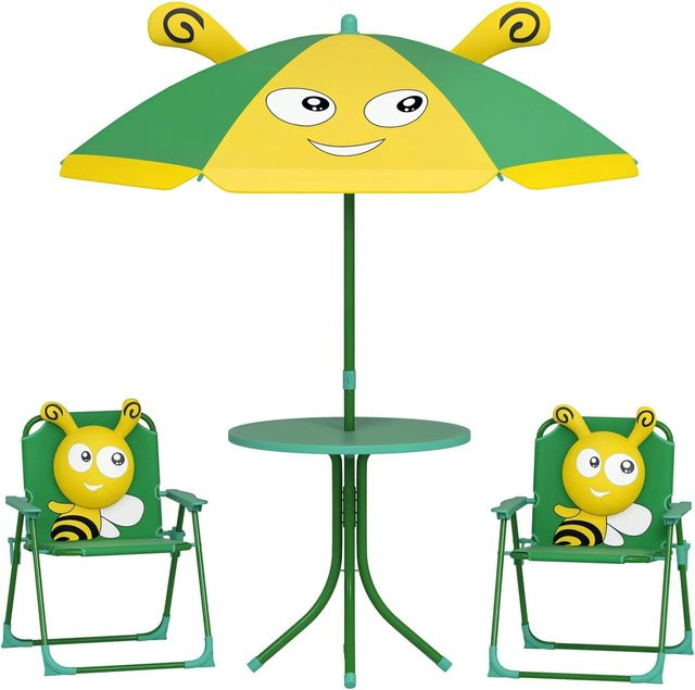 AIYAPLAY Kinder Garten Tisch und Stuhl Set aus Polyester und Stahlrohr in Grün, B: 49,5 cm, H: 50 cm - Bild 1