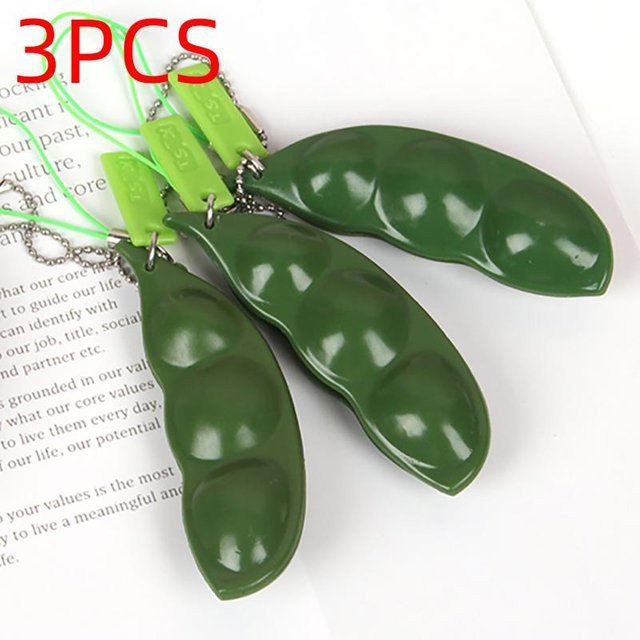 BC Pet Supplies Edamame Erdnuss Antistress Quetschspielzeug, Fidget Squishy Schlüsselanhänger - Bild 1
