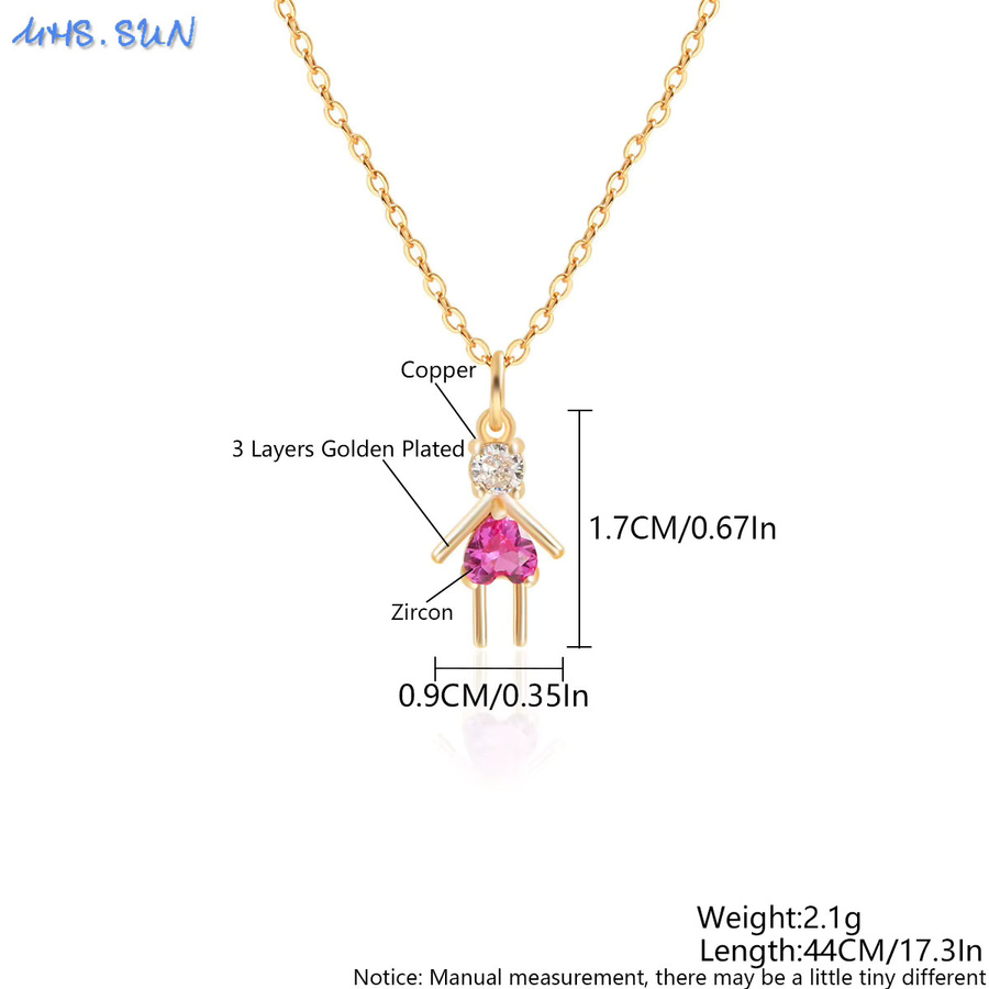 MHS.SUN Halskette mit Anhänger, Herz, Zirkonia, Messing, Gold, Unisex - Bild 1