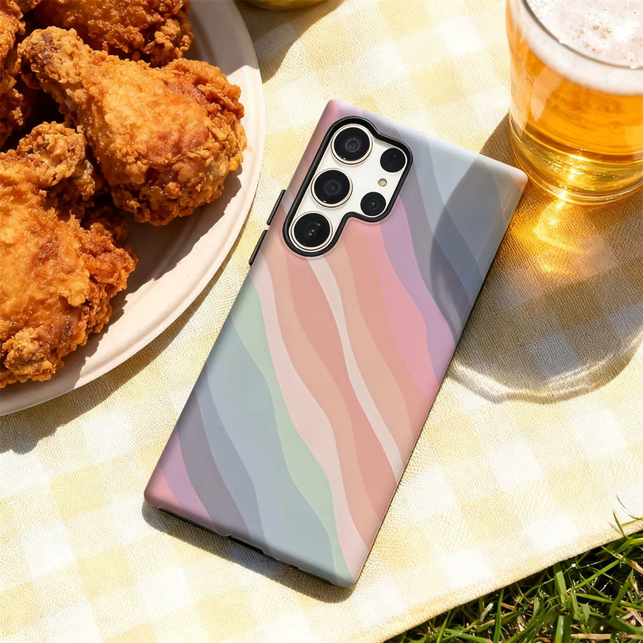Samsung Handyhülle mit gedämpften Streifen in Multicolour für Galaxy S25 Ultra, S24 und S23 Ultra Plus mit glänzender doppellagiger Rückseite - Bild 3