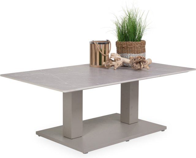Lifttisch Sansibar Hageby in Beige und Grau aus Stein und Metall, B/T/H: 140 x 80 x 60 cm - Bild 1