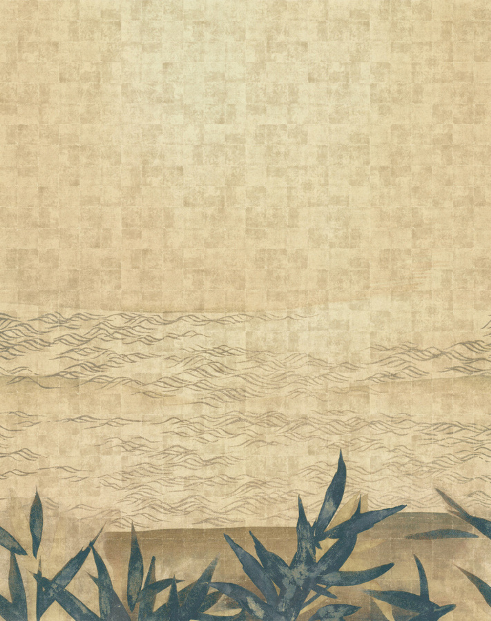 Nobilis Mural Akita Wandgestaltung in Beige und Grün mit floralem Textildesign PAN110 - Bild 2