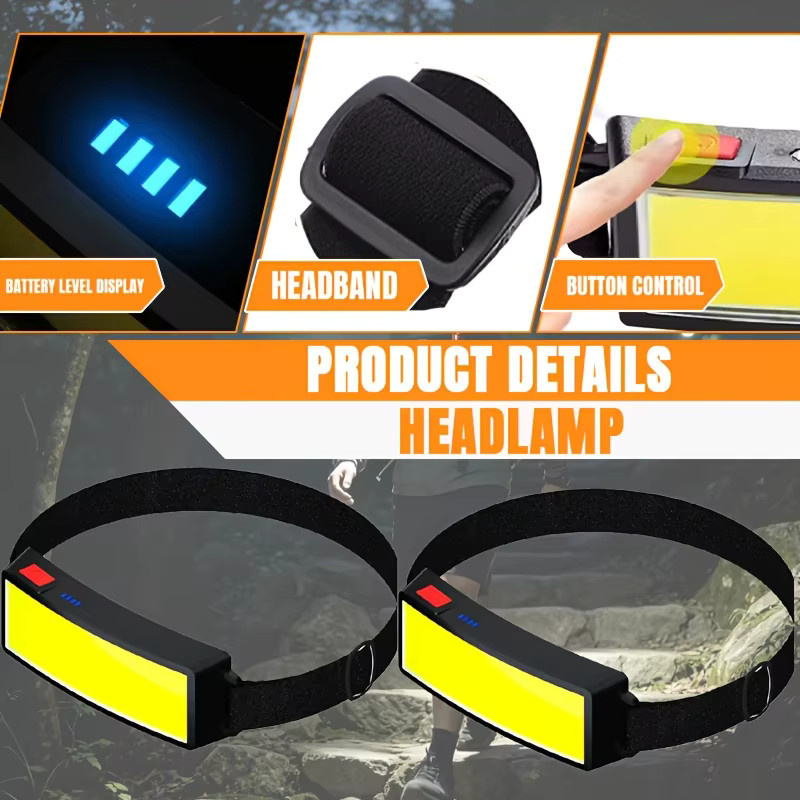 KDULIT COB-Arbeitskopflampe in Schwarz, wiederaufladbare LED-Kopflampe mit Typ-C-Anschluss und integriertem Akku für professionelle Reparaturarbeiten - Bild 6