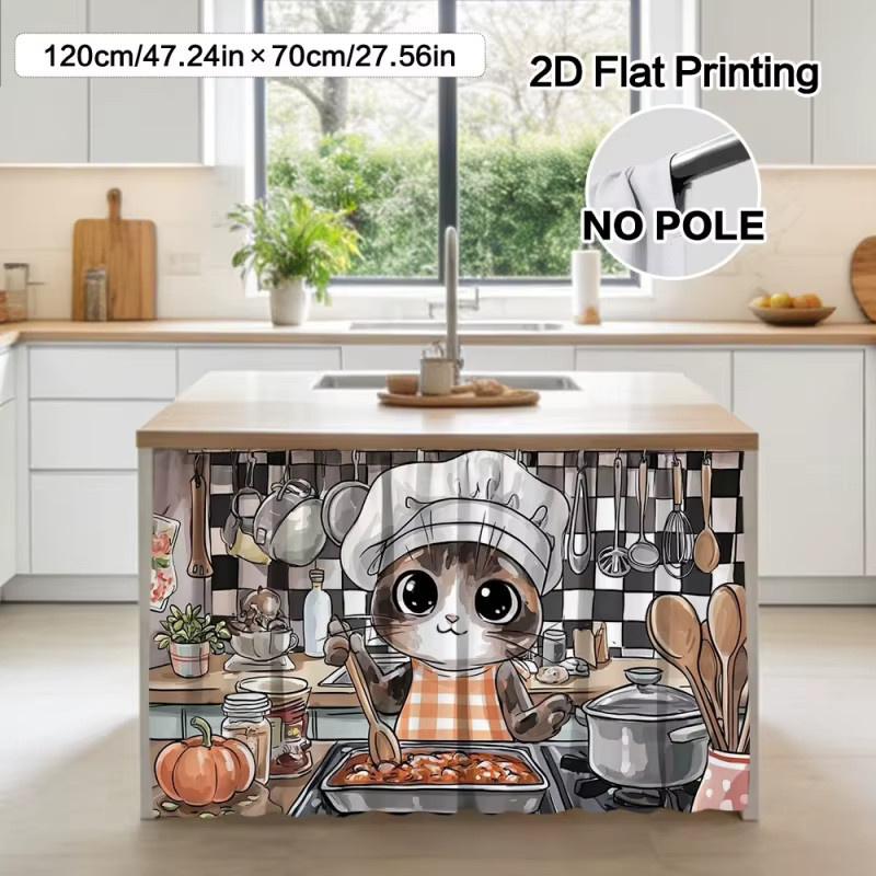 VIKAMA Cartoon-Küchenschrankdekoration mit Kochkatze, Mehrfarbig, 70 x 70 cm - Bild 4