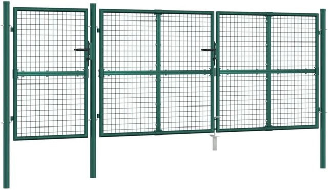 vidaXL Mesh-Doppeltor aus verzinktem Stahl in Grün, B: 400 cm, H: 175 cm - Bild 1