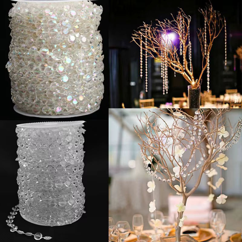 VIBRATITE Acryl Kristall-Perlen Vorhang Transparent 10m Hängende Girlande aus Kunststoff für Hochzeit und Weihnachtsdekoration - Bild 2