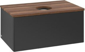 V&B Waschtischunterschrank Antao ohne Frontstruktur in Weiß und Blau, B/T/H: 80 x 36 x 50 cm - Bild 1