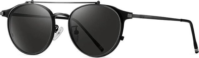 Yiran glasses Korrektions-Sonnenbrille, Steampunk, rund, Vollrand, Metall, grau, Herren - Bild 1