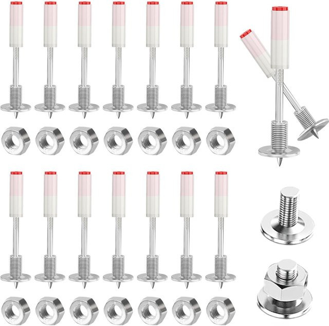 Yaye M8 Schraubenmutternnägel aus Stahl für manuelle Stahlnagelpistolen, 100 Stück, Farbe: Silber, Durchmesser: 7,3 mm, Länge: 42 mm - Bild 1