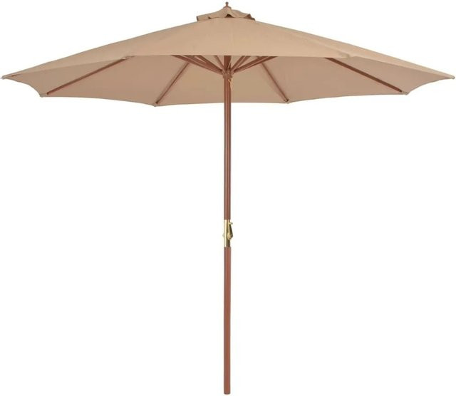 vidaXL Sonnenschirm mit Holz-Mast aus Bambus und Hartholz in Taupe, Durchmesser: 300 cm - Bild 1