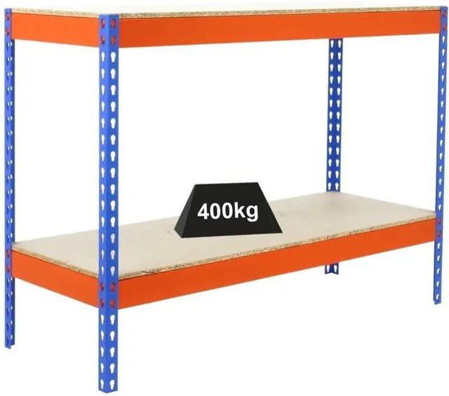 PROREGAL Schwerlastregal Mini Wood Yeti Two in Blau-Orange mit verstellbaren Fachböden, H x B x T: 90 x 120 x 45 cm - Bild 1
