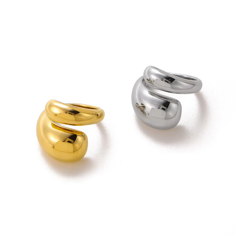 CARLIDANA Ringe Edelstahl, Silber, Damen, Wasser Tropfen Form - Bild 2