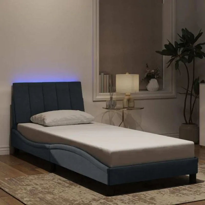 Polsterbett Hanko mit LED von vidaxl in Dunkelgrau, B/B: 80 x 200 cm, Samt und Metall - Bild 1