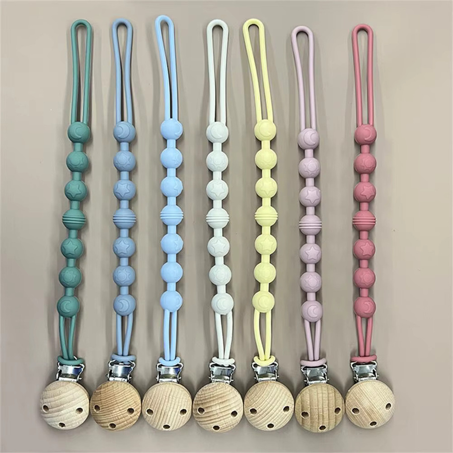 Baby-Schnullerclip in Grau als Schnullerkette und Beißring für Säuglinge, Unisex-Baby-Accessoire - Bild 2