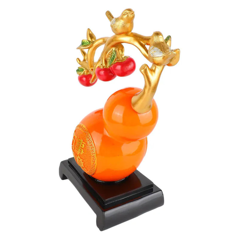 GoolRC Feng-Shui Kürbis-Statue aus Kunstharz in Orange als dekorativer Glücksbringer für dein Büro oder deinen Schreibtisch - Bild 3